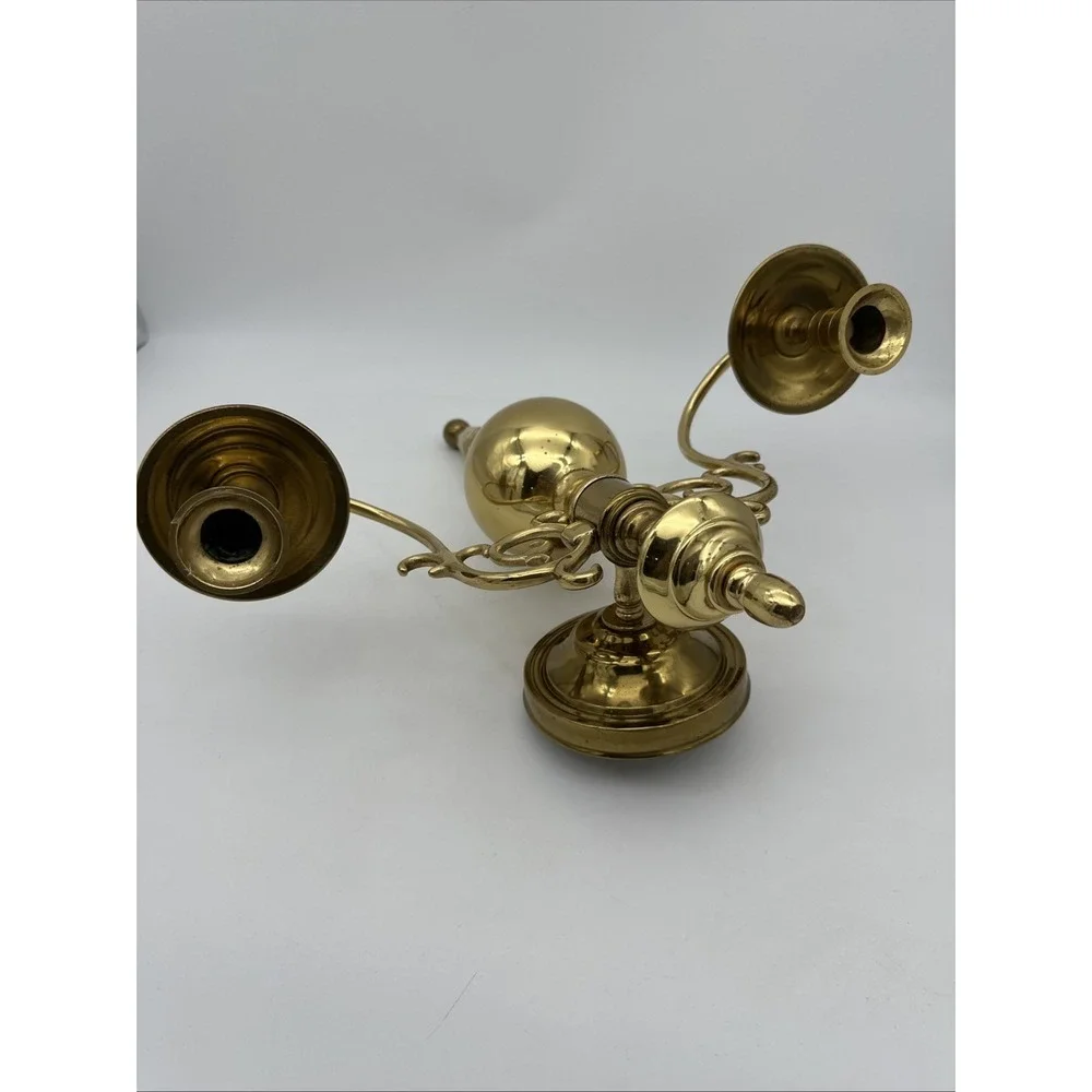 Two S-Arm 18 inch 2-Candle Incandescent Light Wall Sconce Bronzed Brass